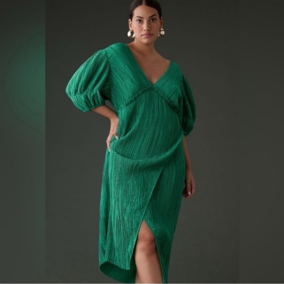 green pleated v neck dress anthropologie Sage Green and Brown Wedding Bouquet / – Budget-Bride main image 0